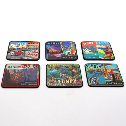 6pcs Australian Souvenirs Wooden Coasters w Gift Box Drink Beer Holder Place Mat - Zmart Australia