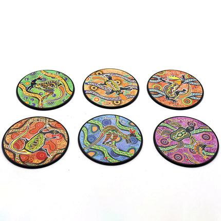 6pcs Australian Souvenirs Wooden Coasters w Gift Box Drink Beer Holder Place Mat - Zmart Australia