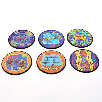 6pcs Australian Souvenirs Wooden Coasters w Gift Box Drink Beer Holder Place Mat - Zmart Australia