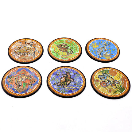 6pcs Australian Souvenirs Wooden Coasters w Gift Box Drink Beer Holder Place Mat - Zmart Australia