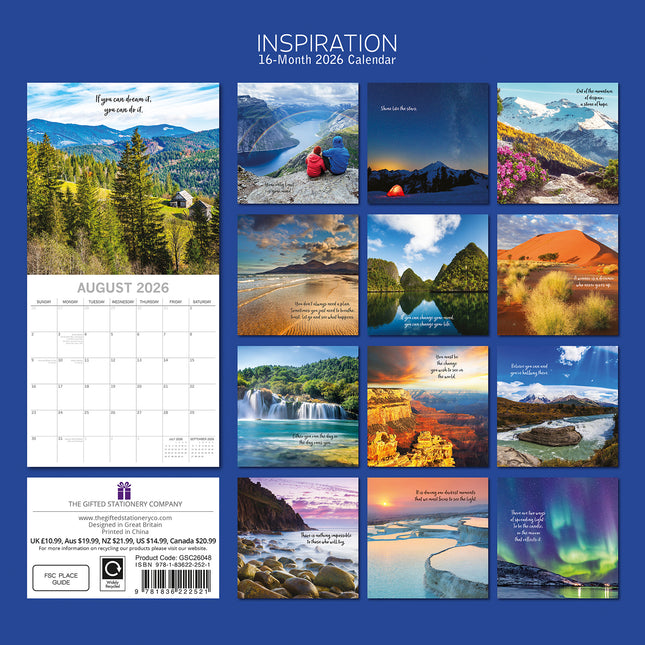 Inspiration - 2026 Square Wall Calendar 16 Month Planner Christmas New Year Gift