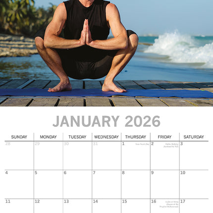 Yoga - 2026 Square Wall Calendar 16 Months Home Planner Christmas New Year Gift