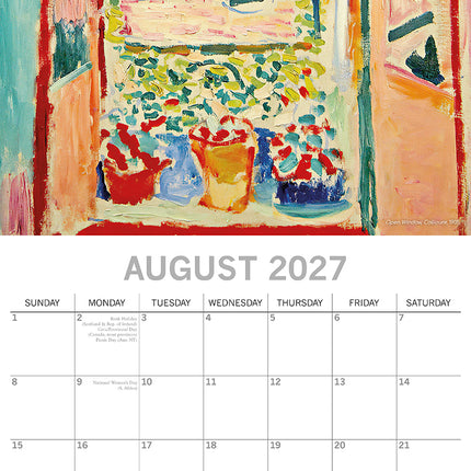 Matisse 2027 Premium Square Wall Calendar August sample page