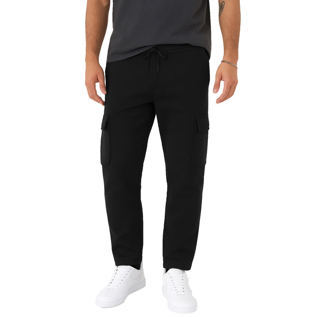 Men's Black Fleece Cargo Pants | Warm & Functional with 5 Pockets
