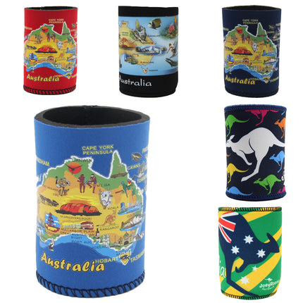 6x Australia Stubby Stubbie Holder Beer Bottle Tin Can Drink Alcohol Cooler Gift