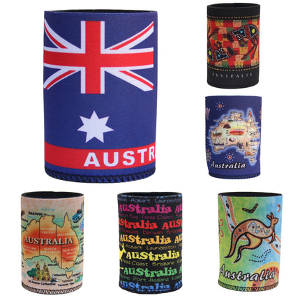 6x Australia Stubby Stubbie Holder Beer Bottle Tin Can Drink Alcohol Cooler Gift