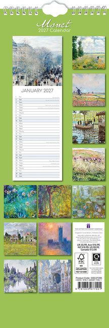 Monet 2027 Premium Slim Wall Calendar back cover