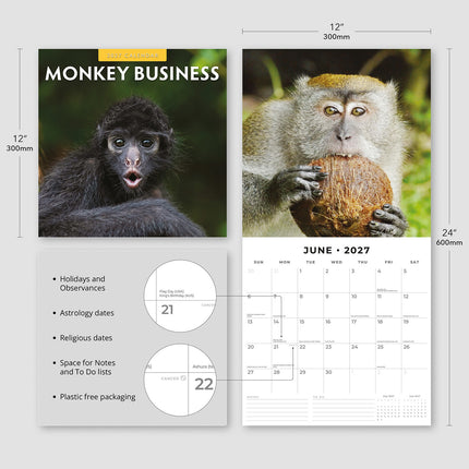 Monkey Business 2027 square wall calendar - product specifications