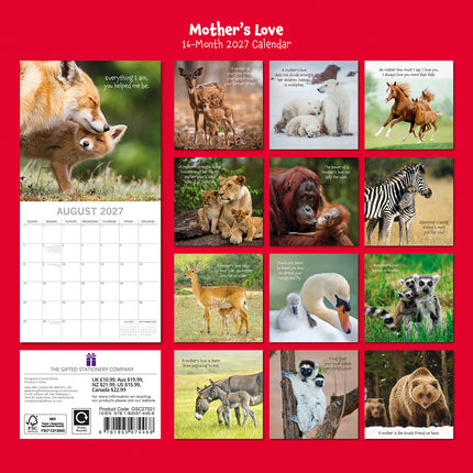 Mother's Love 2027 Premium Square Wall Calendar back cover