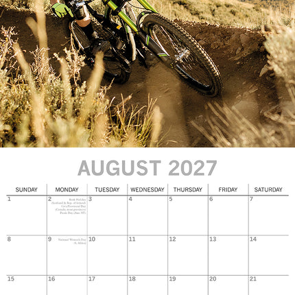 Mountain Biking 2027 Premium Square Wall Calendar August sample page