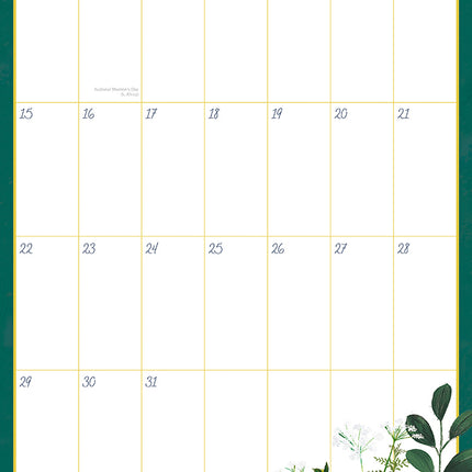 Mum's Organiser 2027 Premium Square Wall Calendar August sample page