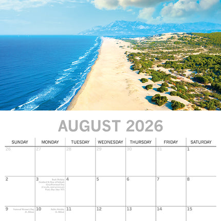 Beaches - 2026 Square Wall Calendar 16 Month World & Travel Premium Planner Gift