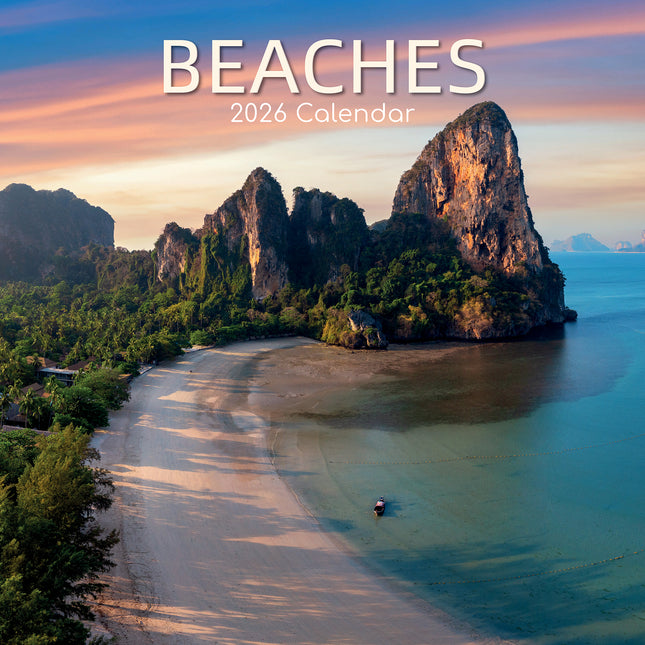Beaches - 2026 Square Wall Calendar 16 Month World & Travel Premium Planner Gift