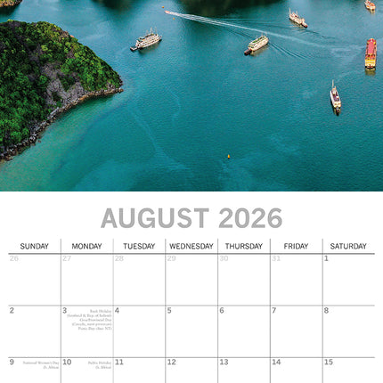 Natural Wonders - 2026 Square Wall Calendar 16 Month World & Travel Planner Gift