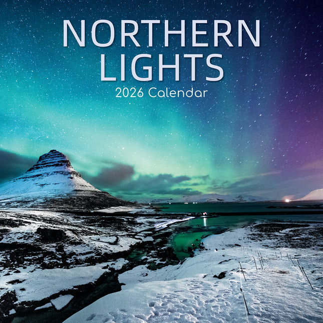 Northern Lights 2026 Square Wall Calendar 16 Months World & Travel Planner Gift