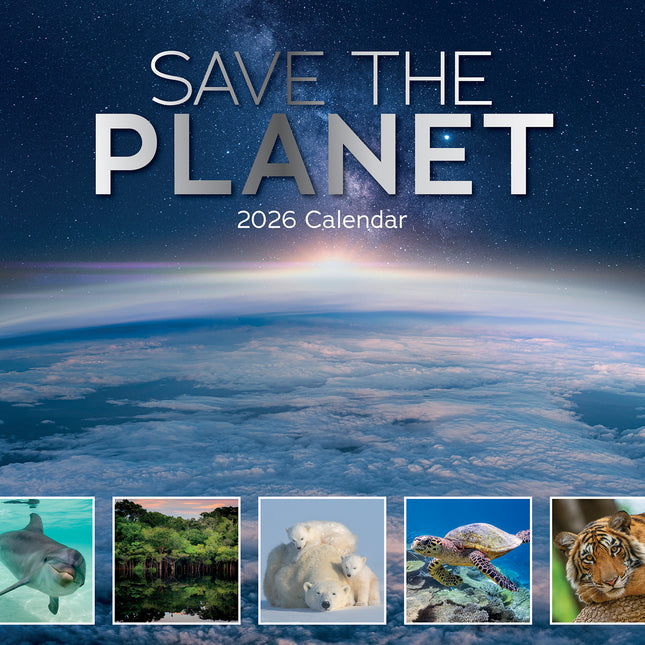 Save the Planet 2026 Square Wall Calendar 16 Months World & Travel Planner Gift