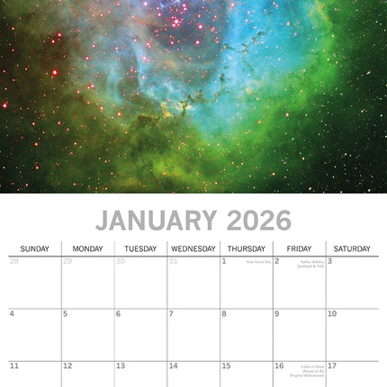Space - 2026 Square Wall Calendar 16 Months World & Travel Premium Planner Gift