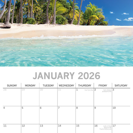 Tropical Escapes 2026 Square Wall Calendar 16 Months World & Travel Planner Gift