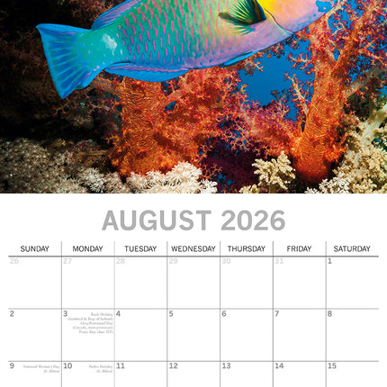 Under the Sea - 2026 Square Wall Calendar 16 Months World & Travel Planner Gift