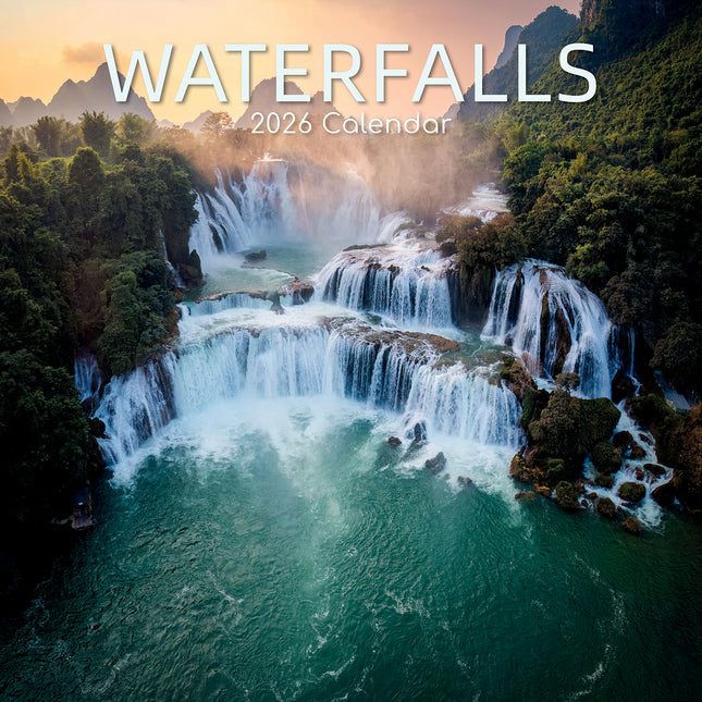 Waterfalls - 2026 Square Wall Calendar 16 Months World & Travel Premium Planner