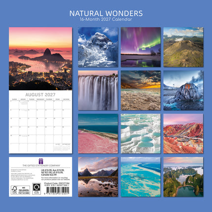 Natural Wonders 2027 Premium Square Wall Calendar back cover