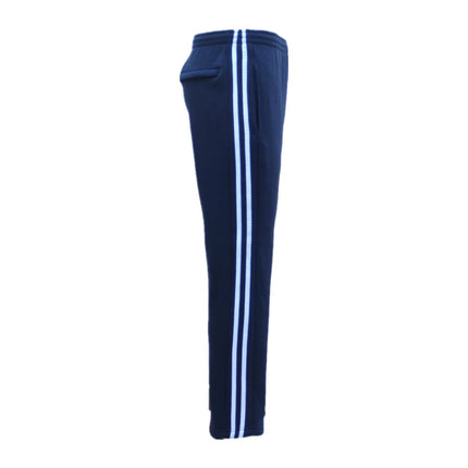 Men's Fleece Casual Sports Track Pants w Zip Pocket Striped Sweat Trousers S-6XL - Navy