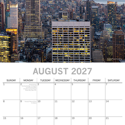 New York 2027 Premium Square Wall Calendar August sample page