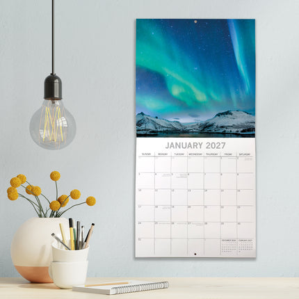 Northern Lights 2027 Premium Square Wall Calendar lifestyle image