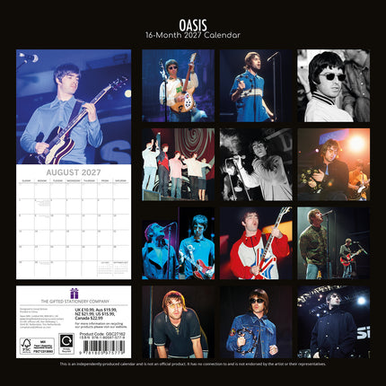 Oasis 2027 Premium Square Wall Calendar back cover