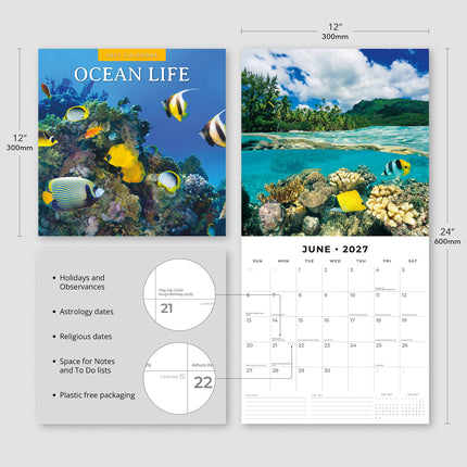 Ocean Life 2027 square wall calendar - product specifications