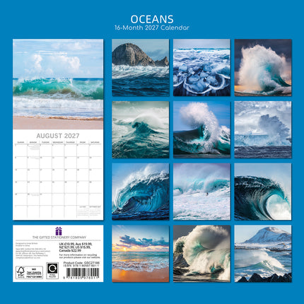 Oceans 2027 Premium Square Wall Calendar back cover
