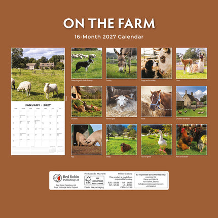 On The Farm 2027 square wall calendar - back cover
