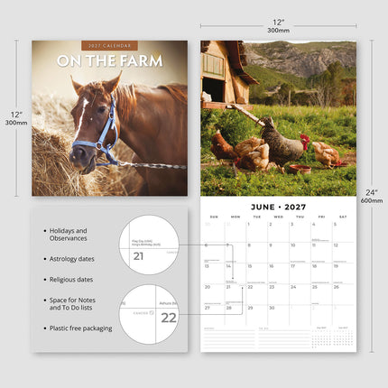 On The Farm 2027 square wall calendar - product specifications