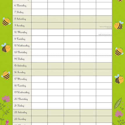 Busy Bee Family Organiser 2026 Square Wall Calendar 16 Month Home School Planner
