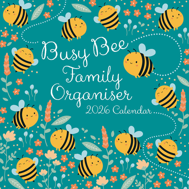 Busy Bee Family Organiser 2026 Square Wall Calendar 16 Month Home School Planner