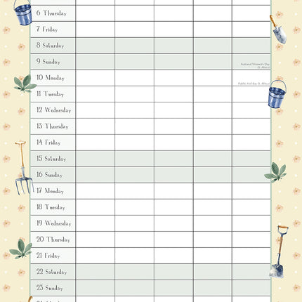 Garden Organiser 2026 Square Wall Calendar 16 Month Plant Florals School Planner