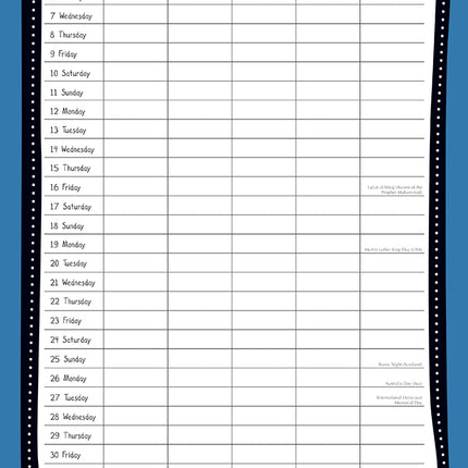 Home Organiser - 2026 Square Wall Calendar 16 Months School Kids Family Planner