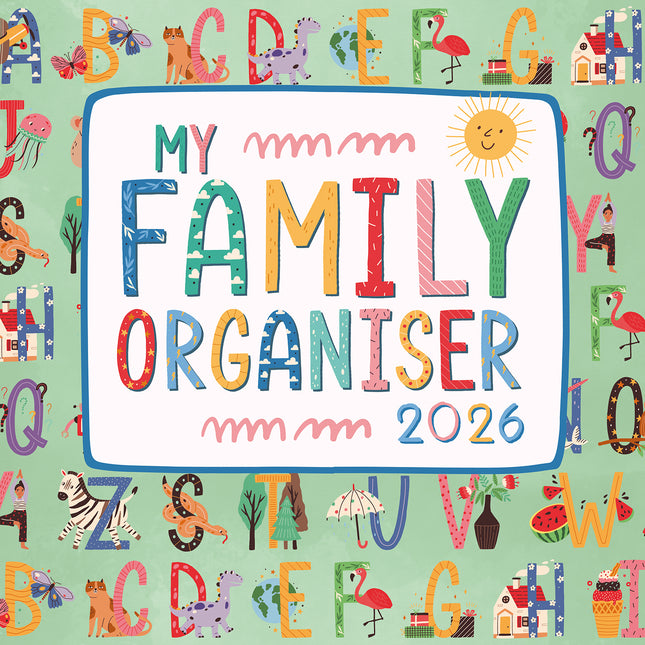 My Family Organiser - 2026 Square Wall Calendar 16 Months School Home Planner