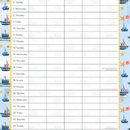 Sea Breeze Family Organiser - 2026 Square Wall Calendar 16 Months School Planner