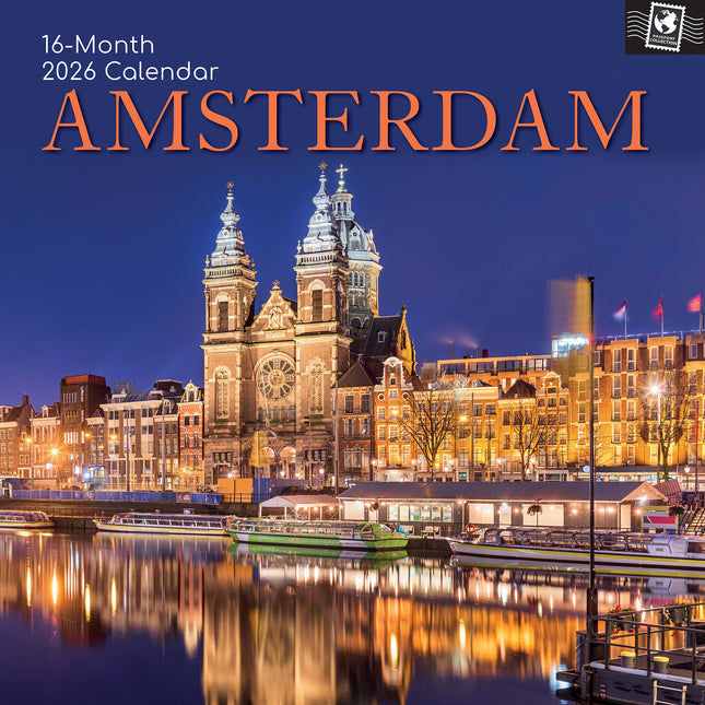 Amsterdam 2026 Square Wall Calendar 16 Month World & Travel Premium Planner Gift