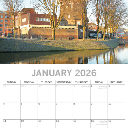 Amsterdam 2026 Square Wall Calendar 16 Month World & Travel Premium Planner Gift