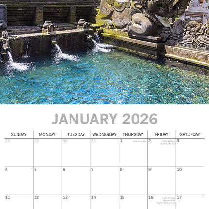 Bali - 2026 Square Wall Calendar 16 Months World & Travel Premium Planner Gift
