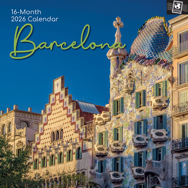 Barcelona 2026 Square Wall Calendar 16 Month World & Travel Premium Planner Gift