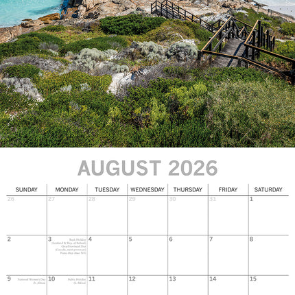 Coastlines of Australia 2026 Square Wall Calendar 16 Months Travel Planner Gift