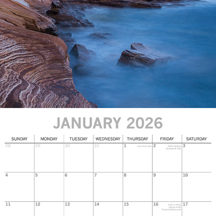 Coastlines of Australia 2026 Square Wall Calendar 16 Months Travel Planner Gift