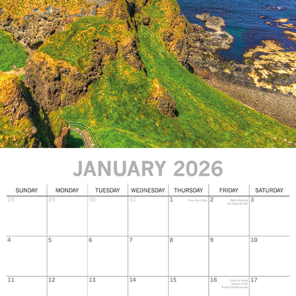 Coastlines of Ireland 2026 Square Wall Calendar 16 Months World & Travel Planner