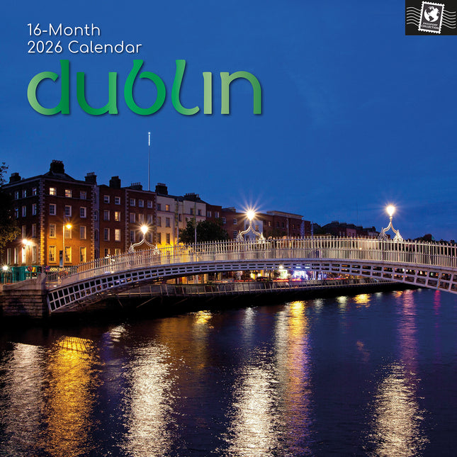 Dublin - 2026 Square Wall Calendar 16 Months World & Travel Premium Planner Gift