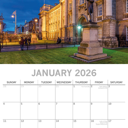 Dublin - 2026 Square Wall Calendar 16 Months World & Travel Premium Planner Gift