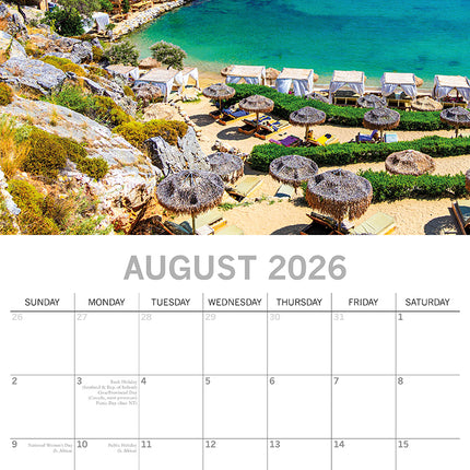 Greek Islands - 2026 Square Wall Calendar 16 Months World & Travel Planner Gift