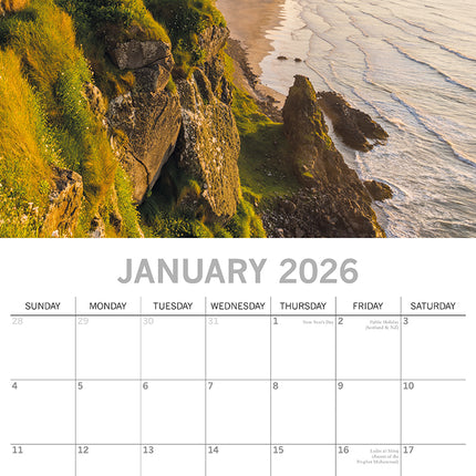 Ireland - 2026 Square Wall Calendar 16 Month World & Travel Premium Planner Gift